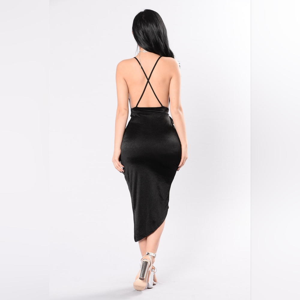 Fashion Nova "Do What I Want" Black Wrap Asymmetrical Dress